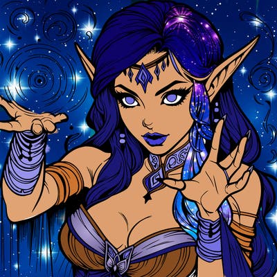 realistic scary beautiful elf sorceress casting spell