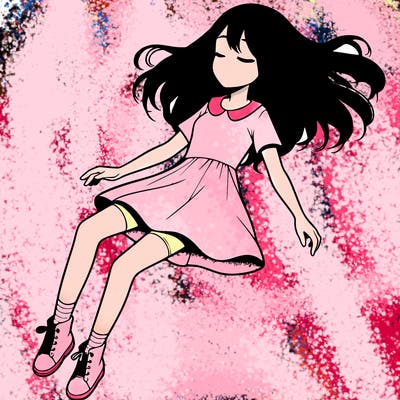 realistic girl floating