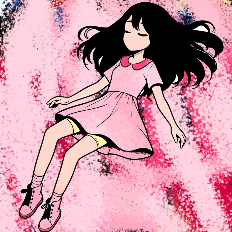 realistic girl floating