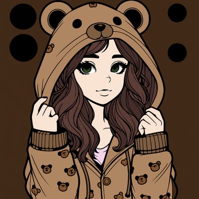 realistic girl in a animal pjs hoodie