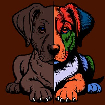 realistic dog split picture