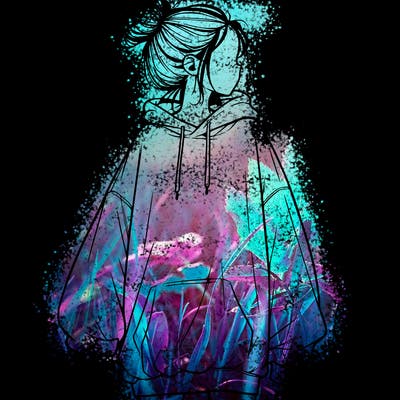 realistic girl with a oversized sweatshirt on and a bun