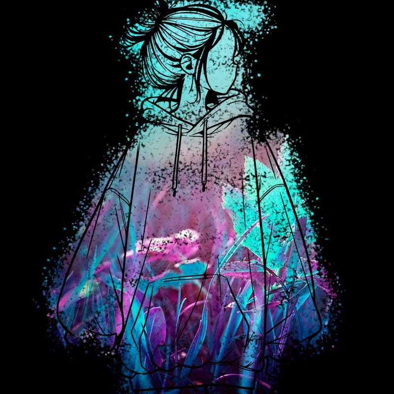 realistic girl with a oversized sweatshirt on and a bun