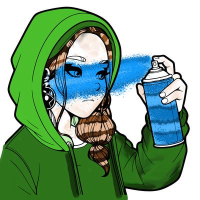 a realistic girl, spray painting