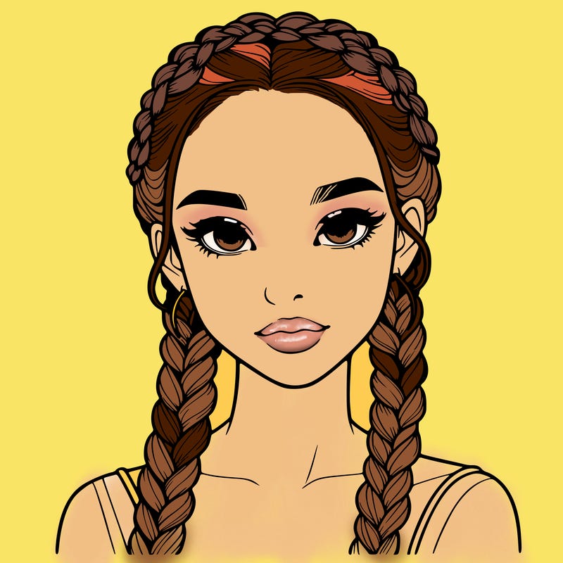 realistic girl with braids