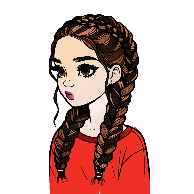 realistic girl with braids