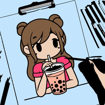 girl drinking boba