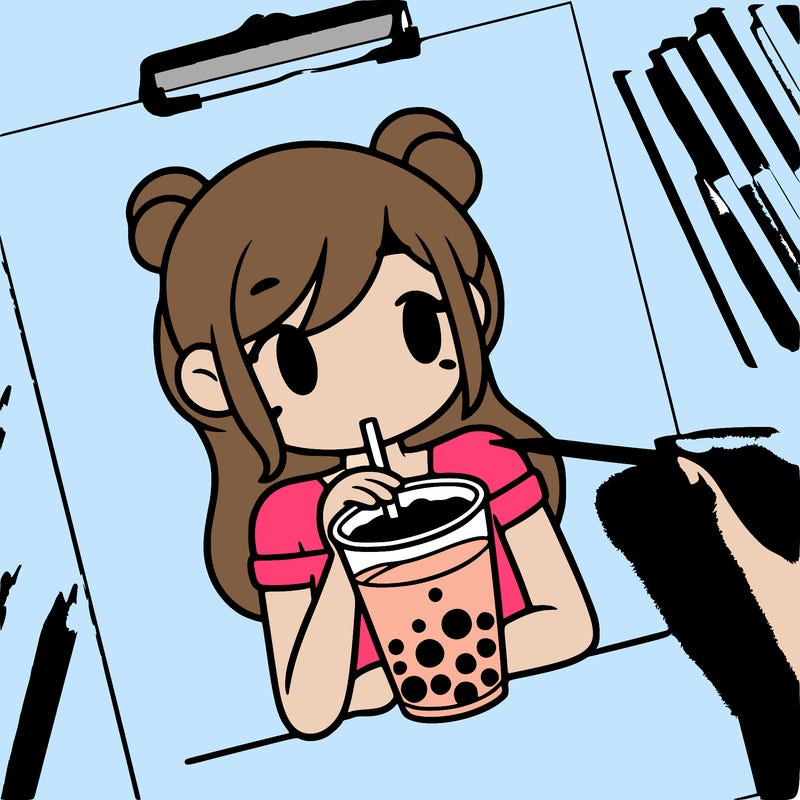girl drinking boba