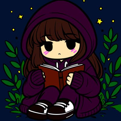 girl in oversized hoodie reading a book