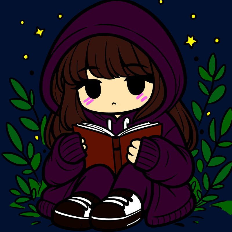 girl in oversized hoodie reading a book