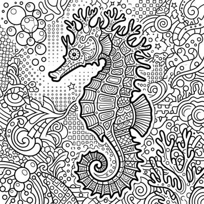 Discover the unique beauty of a Barbour's Seahorse brought to life with a dynamic Pop Art twist. This intricate coloring page features bold outlines and a rich background, perfect for creative expression.