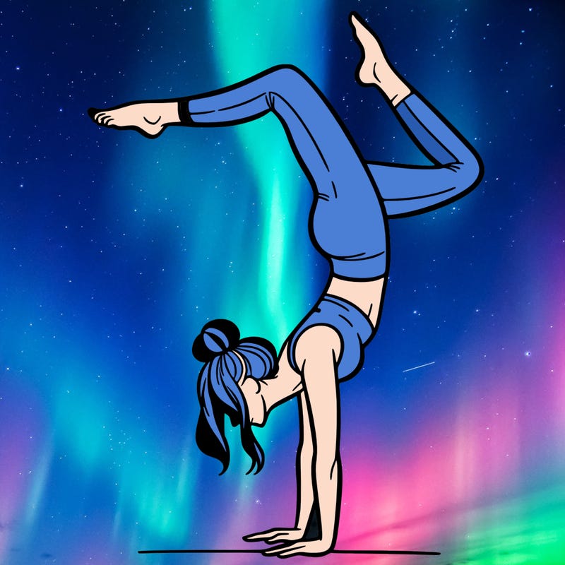 a woman doing a handstand