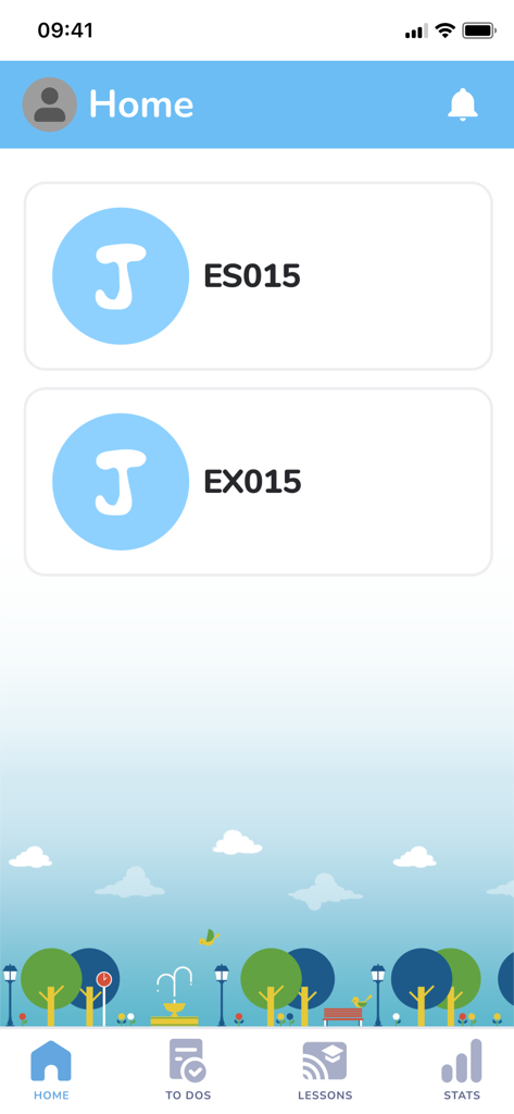 J PREP Friends - J PREP Friends app home screen displaying lesson modules and navigation menu