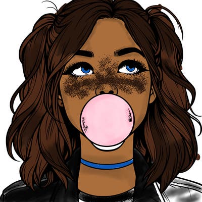 realististic girl blowing bubble -gum