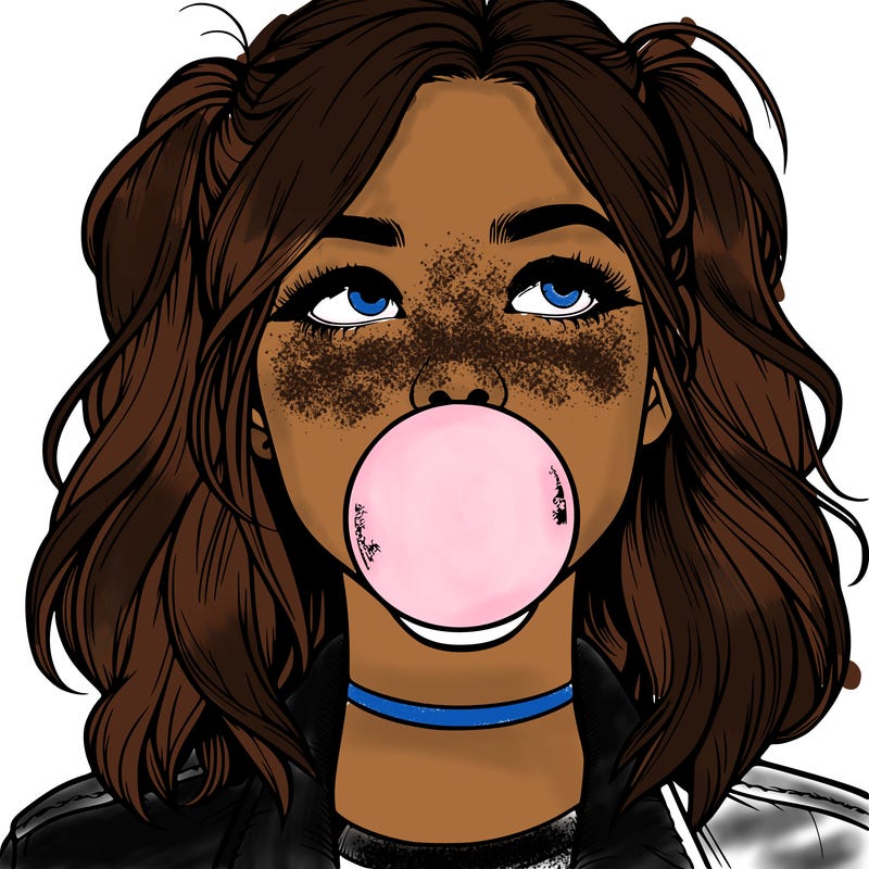 realististic girl blowing bubble -gum