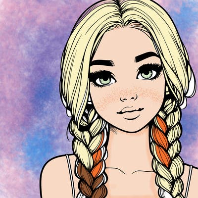 realistic girl with braids