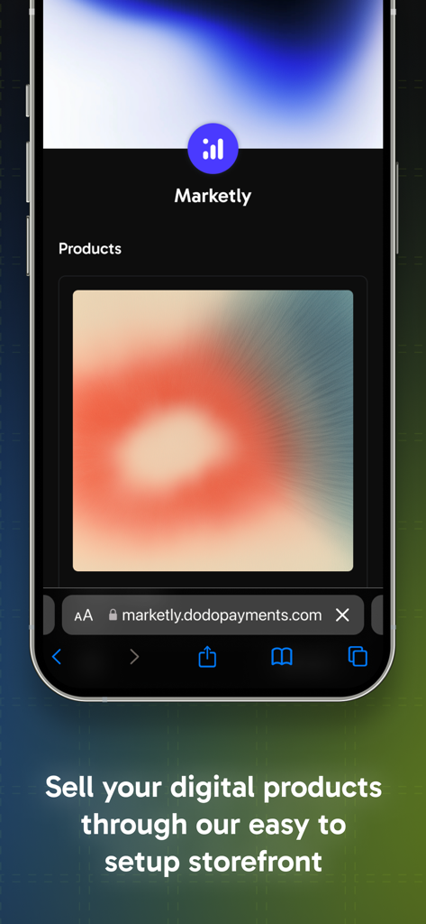 Dodo Payments - Interfaz de aplicación móvil de una tienda de productos digitales impulsada por Dodo Payments.