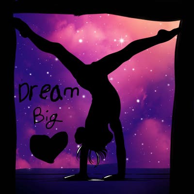 realistic gymnastic hand stand girl in four splits