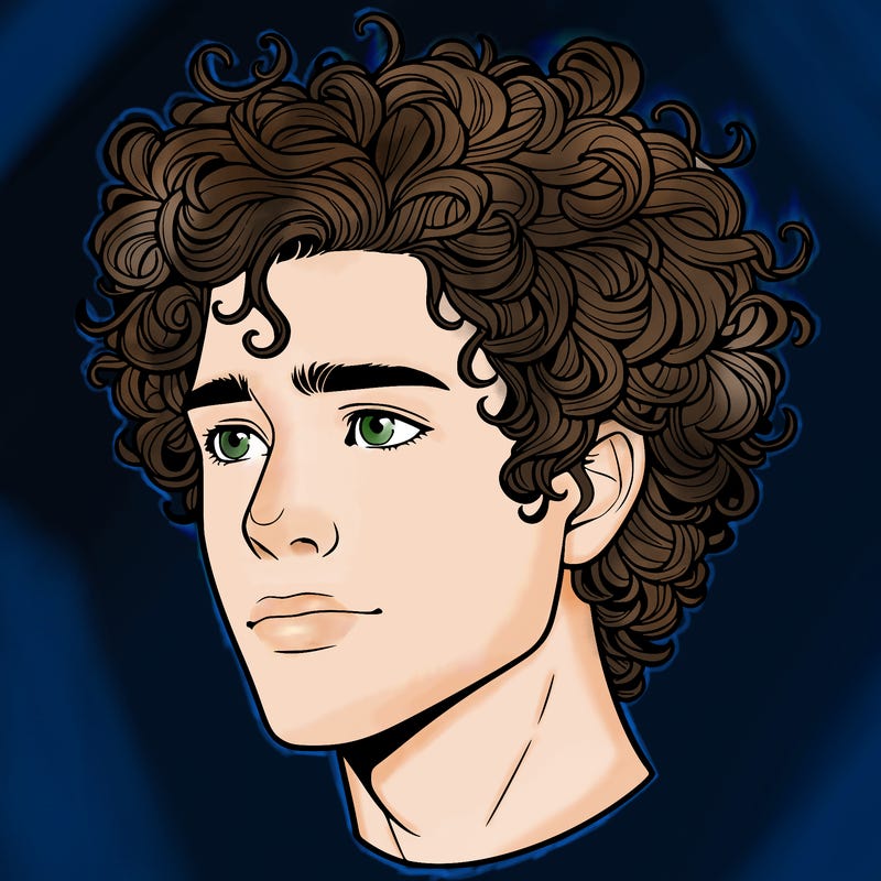 realistic guy with curly hair