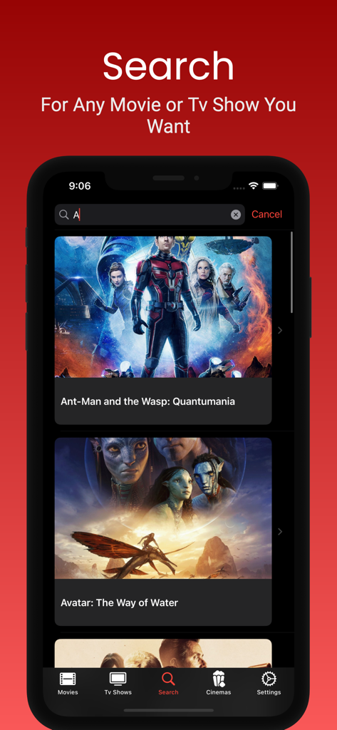 Bflix : Movies & TV Shows - Bflix app search interface showing movie search results for Ant-Man and Avatar