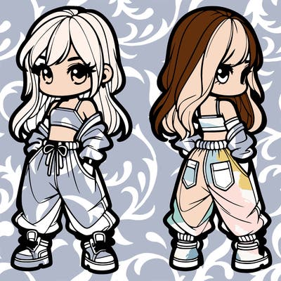 girl in crop top and baggy pants