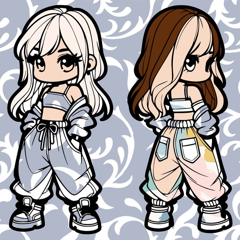 girl in crop top and baggy pants