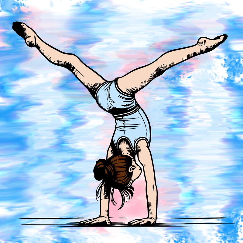realistic gymnastic hand stand girl in four splits