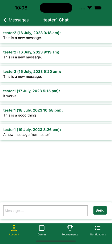 AfroDraught - In game chat interface of the AfroDraught app showing player messages and community interaction