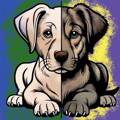 realistic dog split picture