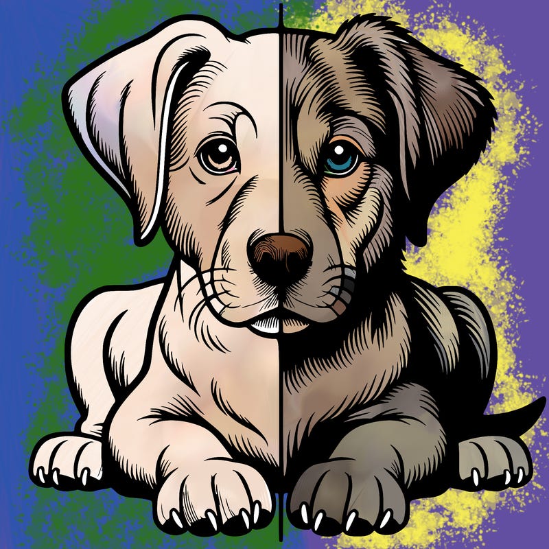 realistic dog split picture