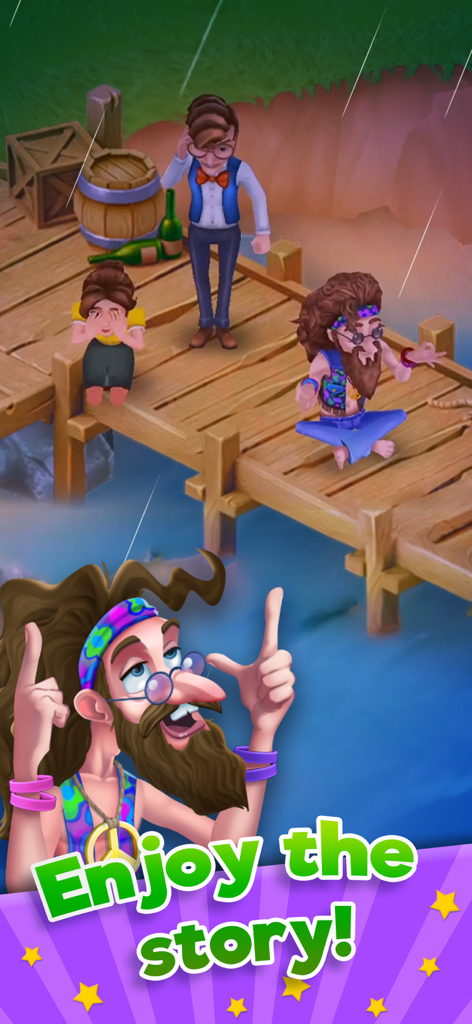 Farmhouse Story - Characters on a pier in a scene from the Farmhouse Story game