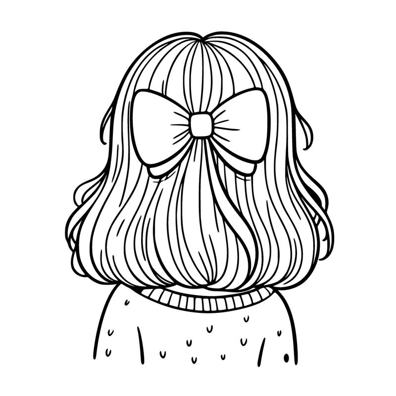 girl facing the back with blonde hair and a bow