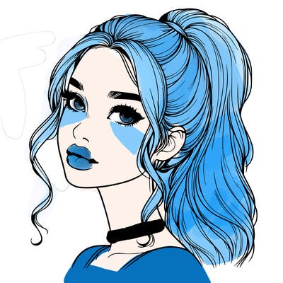 realistic girl with a ponytail on her hair and lips