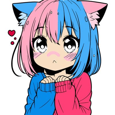 shy anime catgirl