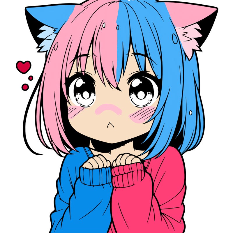 shy anime catgirl