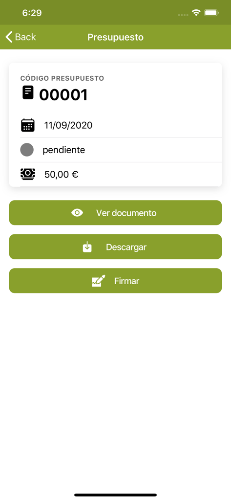 Vevi Clinic - A dental treatment estimate screen on the Vevi Clinic app with options to view download and sign the document
