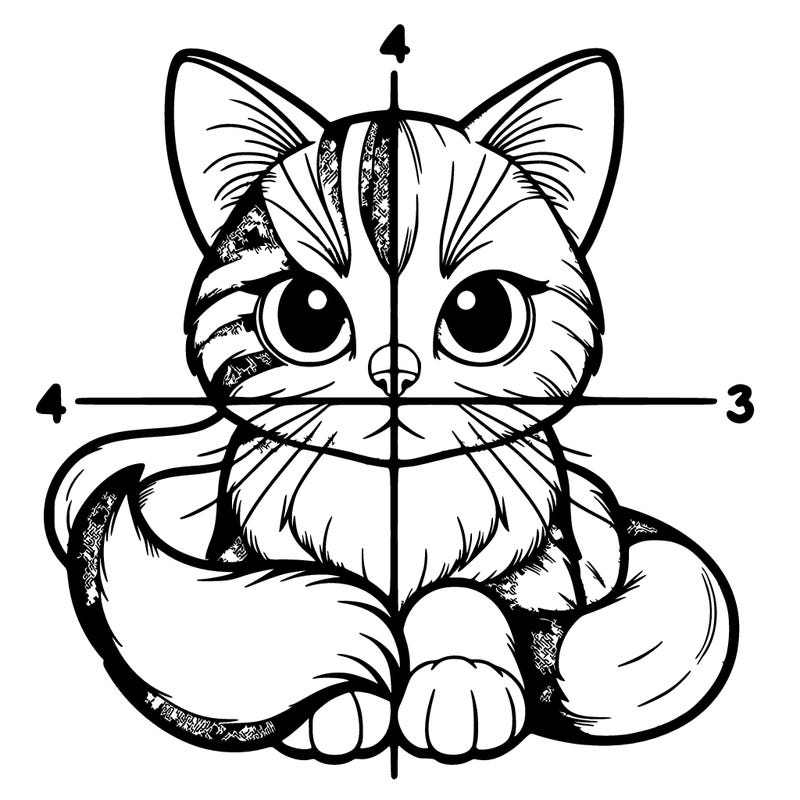 realistic cat split into 4 quadrants