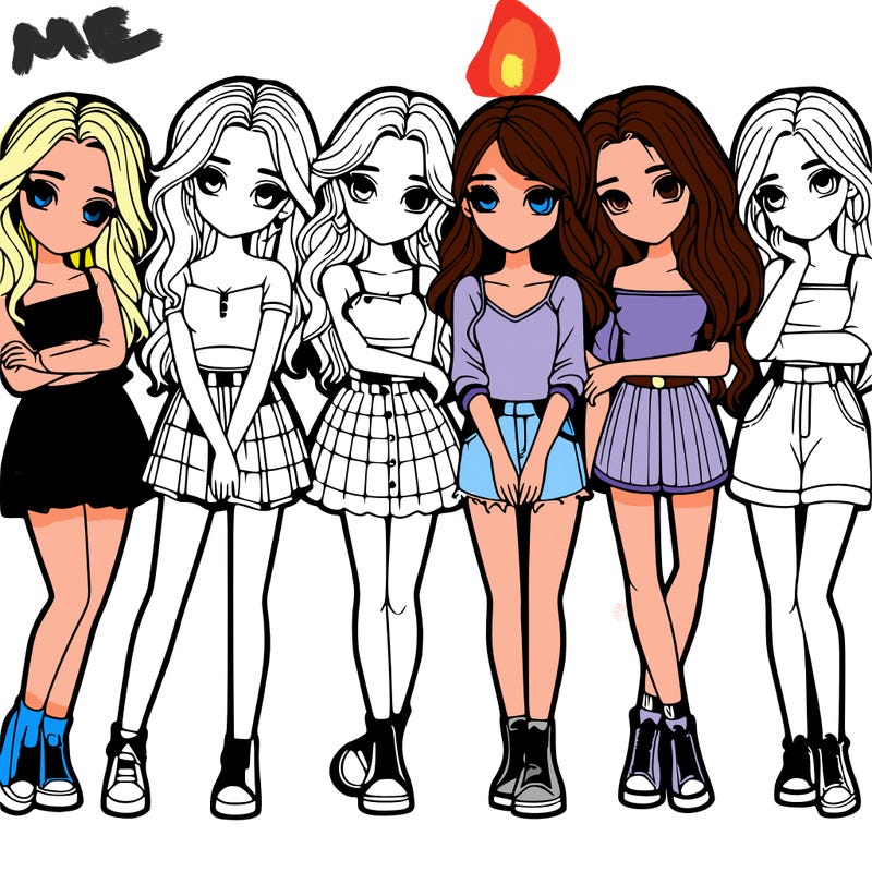 a group of girls realistic
