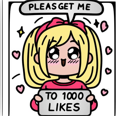 a girl saying please get me to 100 likes