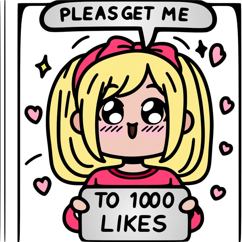 a girl saying please get me to 100 likes