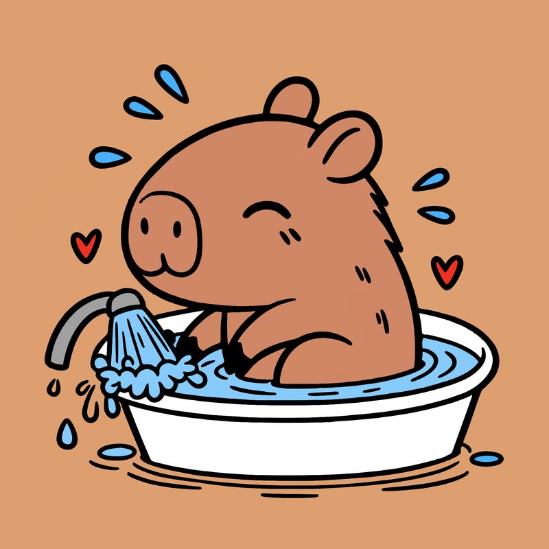capybara taking a bath