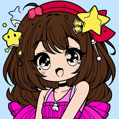 cute anime girl with star accessories