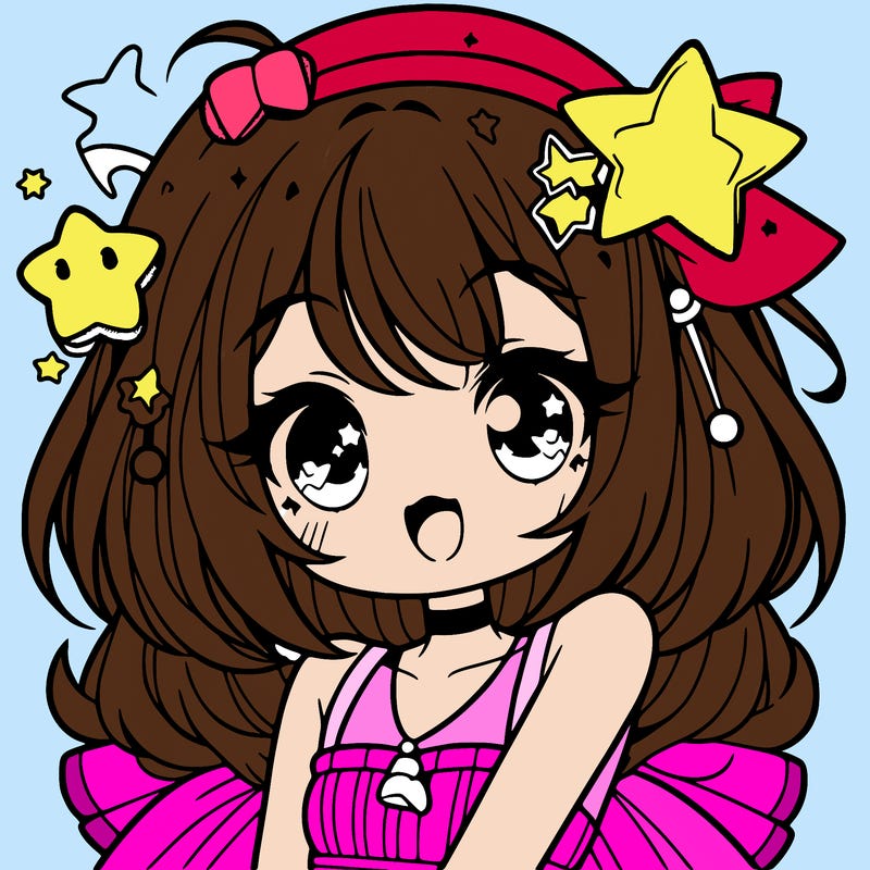 cute anime girl with star accessories