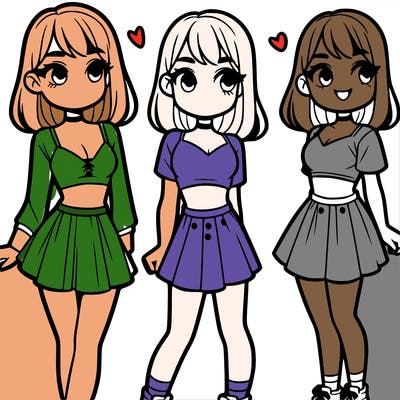 a girl in a crop top and skirt