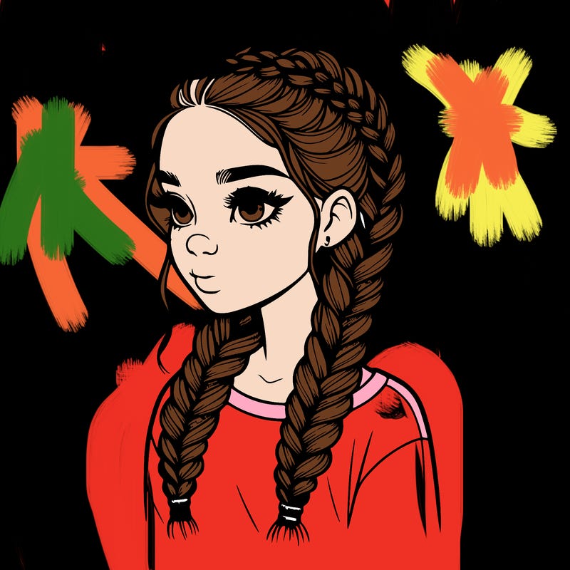 realistic girl with braids