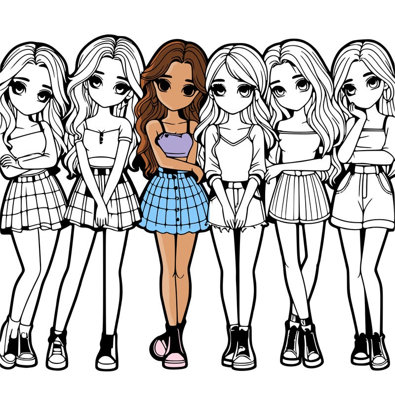 a group of girls realistic