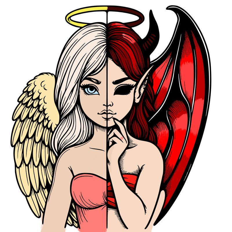 realistic angel half demon