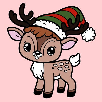 christmas reindeer with santa hat