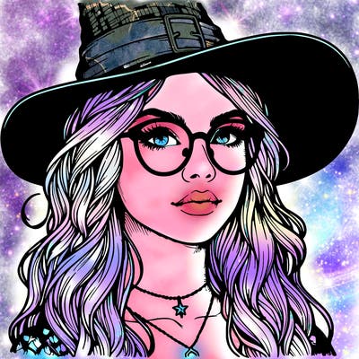 a witch with glasses realistic