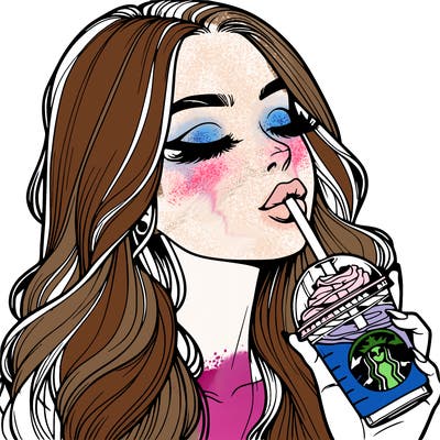 realistic girl drinking starbucks